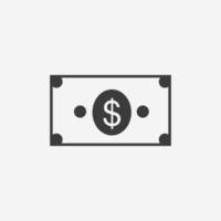 Dollar banknote icon vector isolated. usd, cash, currency symbol sign