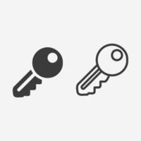 Key icon vector set. lock and unlock door, close, open symbol sign