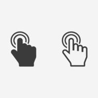 Hand finger touch, point, click icon vector symbol sign set