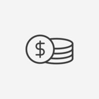 Coin, money icon vector isolated. usd dollar currency symbol sign