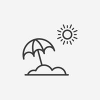 vector de icono de playa aislado. paraguas, sol, verano, signo de símbolo de mar