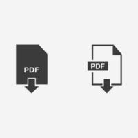 pdf document download file format icon vector set symbol sign