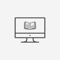 online education icon vector. computer monitor with book symbol sign vector