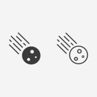 Meteor, comet, planet, meteorite icon vector symbol sign set