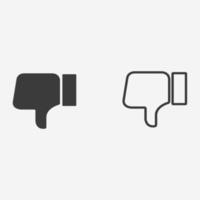 dislike, hand, unlike, thumb down, bad icon vector symbol sign set