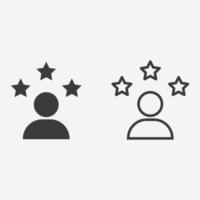 User person experience rate stars outline icon vector symbol sign