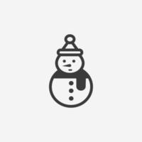 vector de icono de muñeco de nieve. navidad, invierno, año nuevo, diciembre, símbolo de nieve