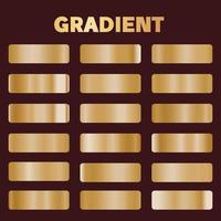Metal golden gradients. Vector square gold gradient texture collection for design