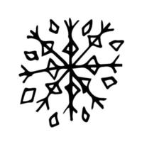 Doodle hand drawn vector snowflake illustration. Clip art isolated on white background. High quality illustration for decoration, Christmas home decor, print, postcards.