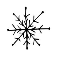 Doodle hand drawn vector snowflake illustration. Clip art isolated on white background. High quality illustration for decoration, Christmas home decor, print, postcards.