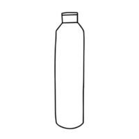 Reusable eco water bottle doodle illustration. Zero waste eco bottle. vector