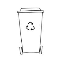 Trash can doodle vector. Trash bin recycle illustration vector