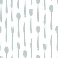 eco friendly cutlery seamless pattern. Knife, fork, spoon eco kitchen cutlery vector