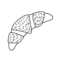 Doodle vector croissant illustration. Hand drawn cute croissant isolated