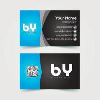 tarjeta de visita premium azul y negra para oficina corporativa vector