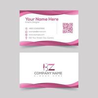 Wavy pink gradient business card template vector