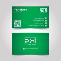 Deep green business card with mandala background and QR code vector