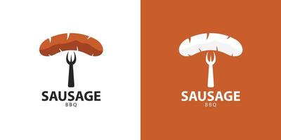 sausage restaurant logo design idea vector