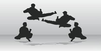 silhouette taekwondo kick movement vector