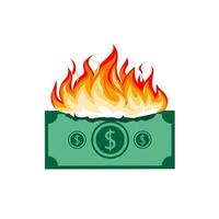 Free vector money burning isolated on white background