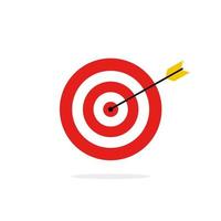 Vector arrow in center of board target. Target vector illustration.