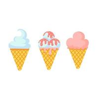 Set of ice cream cones. Vector illustration.