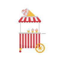 Vector illustration of ice cream cart isolated on white background