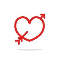 Heart with arrow icon. Arrow pierced into the heart. vector