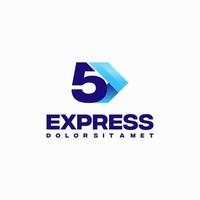 vector de concepto de diseño de logotipo de 5 números express rápido, símbolo de diseño de logotipo de flecha express