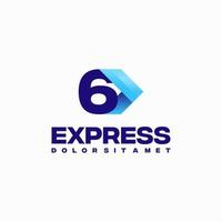 vector de concepto de diseño de logotipo de 6 números express rápido, símbolo de diseño de logotipo de flecha express