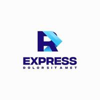 vector de concepto de diseño de logotipo inicial rápido express r, símbolo de diseño de logotipo de flecha express