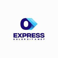 vector de concepto de diseño de logotipo de número 0 express rápido, símbolo de diseño de logotipo de flecha express