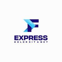 vector de concepto de diseños de logotipo inicial fast express f, símbolo de diseños de logotipo de flecha express