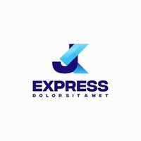 vector de concepto de diseño de logotipo inicial j express rápido, símbolo de diseño de logotipo de flecha express