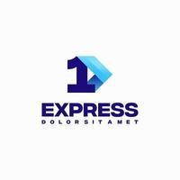 vector de concepto de diseño de logotipo de 1 número express rápido, símbolo de diseño de logotipo de flecha express