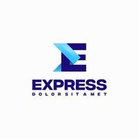 vector de concepto de diseño de logotipo inicial e express rápido, símbolo de diseño de logotipo de flecha express