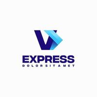 vector de concepto de diseño de logotipo inicial v express rápido, símbolo de diseño de logotipo de flecha express