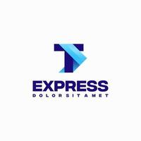 vector de concepto de diseño de logotipo inicial de fast express t, símbolo de diseño de logotipo de flecha express