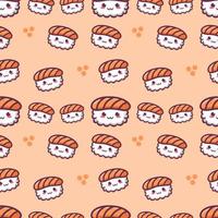 Cute Kawaii Sushi Seamless Pattern vector