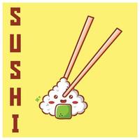 linda ilustración de sushi y palillos vector
