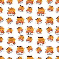 CUTE CARTOON ILLUSTRATION OF ASIAN SUSHI FOOD SEAMLESS PATTERN vector