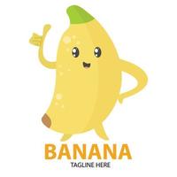 logotipo de dibujos animados de plátano pulgar arriba vector