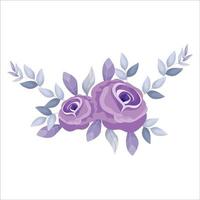 illustration vector graphic hand drawn watercolor bouquet vintage purple roses. trendy and romantic