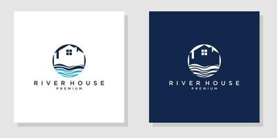 inspiración para el diseño del logotipo de la casa del río, ilustración vectorial vector