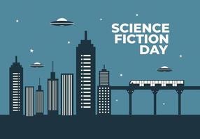 Science fiction day background banner poster celebrated on january 2nd vector