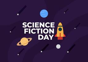 cartel de banner de fondo del día de la ciencia ficción celebrado el 2 de enero vector