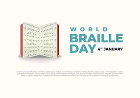 World braille day background celebrated on January 4 isolated on white