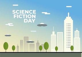 Science fiction day background banner poster celebrated on january 2nd vector