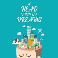 Man with a head full of dreams vector