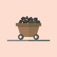 Coal trolley in flat style vector